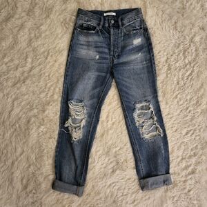 Pac Sun Distressed Blue Ankle Jeans